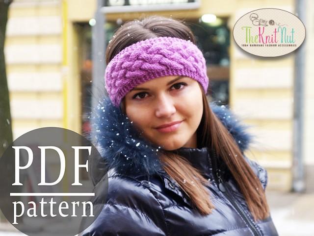 Instant Download Knitting Pattern, Chunky Braid Cable Pattern, Knit Headband pattern, Knit Ear warmer Pattern, PDF Knit Pattern, TheKnitNut