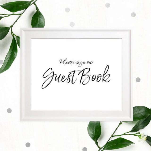 wedding photo - Stylish Hand Lettered Printable Guest Book Sign-Calligraphy Guest Book Sign-DIY Handwritten Style Wedding Decor-Please Sign our Guest Book