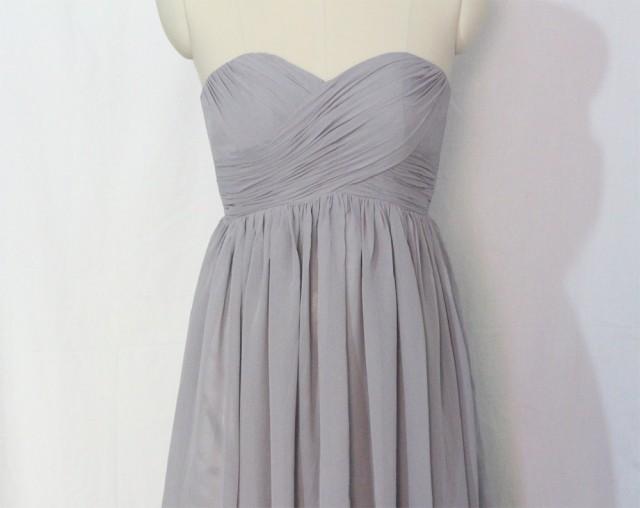 Gray Bridesmaid Dress Short/Floor Length Grey Chiffon Strapless Dress Sweetheart Bridesmaid Dress-Custom Dress