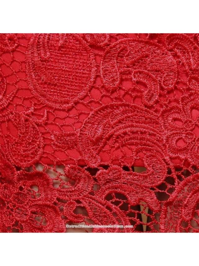 wedding photo - Fur trim long sleeve red lace winter cheongsam Chinese wedding mermaid dress - Cntraditionalchineseclothing.com