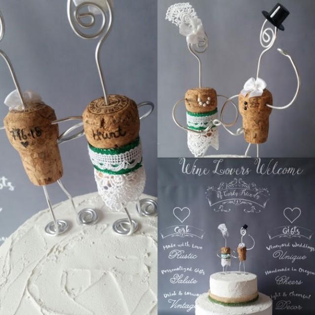 Made in Oregon, Custom Wedding CAKE TOPPERS, Wine Inspired, Whimsical Toppers, Top Hats and Lace, Woodsy, Personalized, Rustic Wedding, cFz