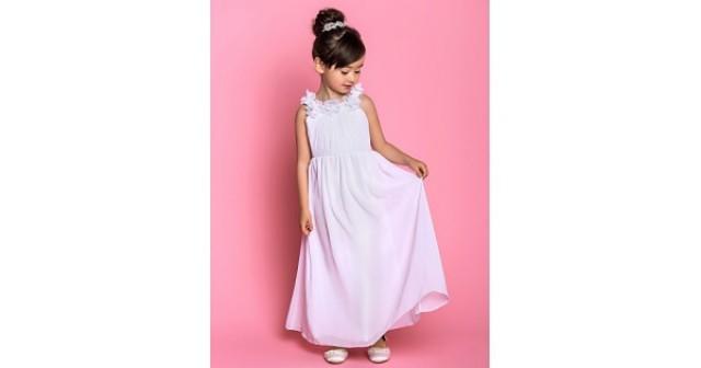wedding photo - A-line Ankle-length Flower Girl Dress Chiffon Sleeveless Scoop with Bow Flower Side Draping