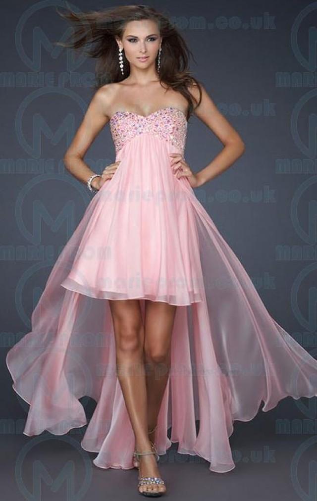wedding photo - CHEAP HIGH LOW PEARL PINK TAILOR MADE EVENING PROM DRESS (LFNAF0064)