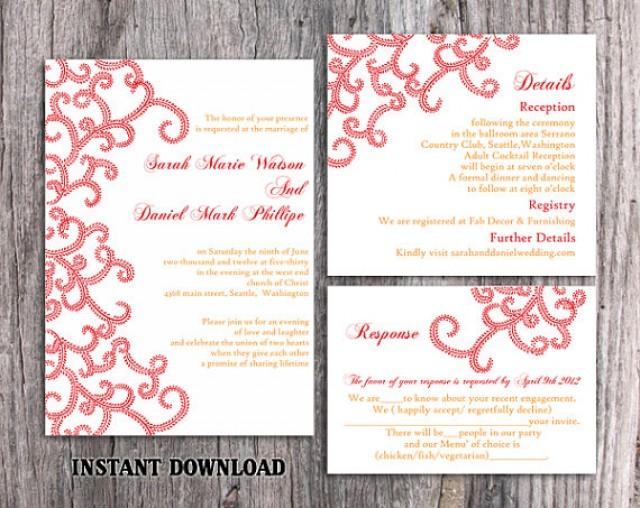 DIY Bollywood Wedding Invitation Template Set Editable Word File Instant Download Printable Red Invitation Indian invitation Bollywood party