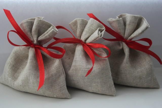 Set of 50 - Wedding Favor Bags. Oatmeal Grey Linen Favor Bags Medium 4" x 6"