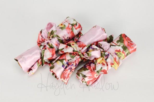 Blush Pink Floral Satin Robe - Bridesmaid Gift, Wedding Favor - Monogrammable - bridesmaid - flowergirl - child - plus size