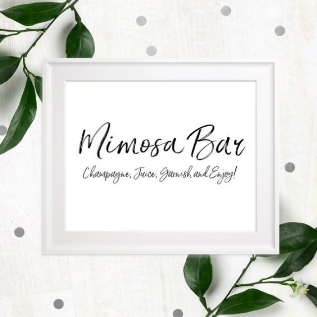 wedding photo - Mimosa Bar Sign Printable-Bubbly Bar Sign-Wedding DIY Cocktail Bar-Stylish Hand Lettered Script Sign-Personalized Rustic Chic Bar Sign