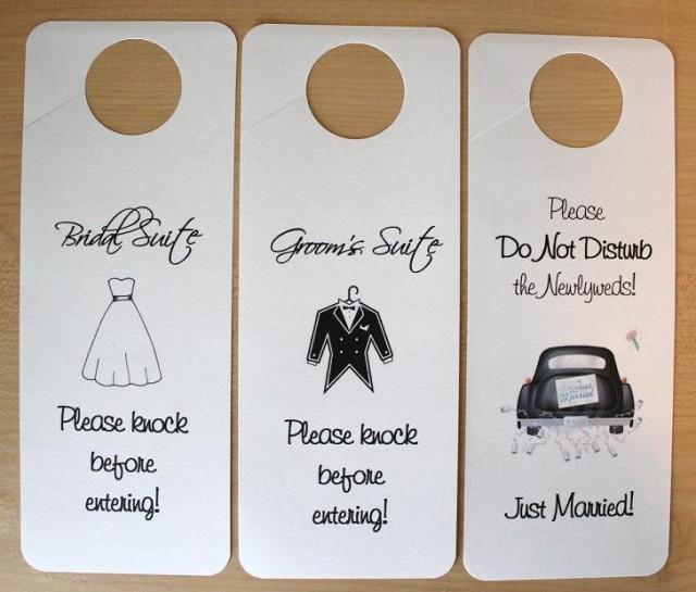 wedding photo - Set of 3 Suite Door Hangers - Standard Design