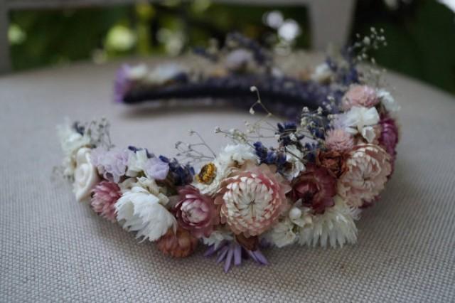 wedding photo - Dried Flower Crown, wedding wreath, Dried Floral Headband, Bridal Crown, Rustic Headband, Floral Head Wreath, Hair Accessories, dried flower