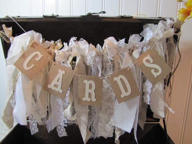 Tattered Fabric Lace Garland Cards Banner Shabby Chic Vintage Barn Wedding Romantic Prairie