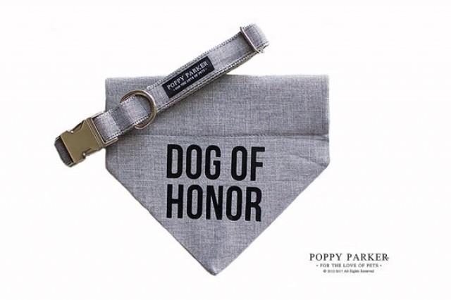 wedding photo - Dog Of Honor Bandana With Matching Collar - Light Gray Suit