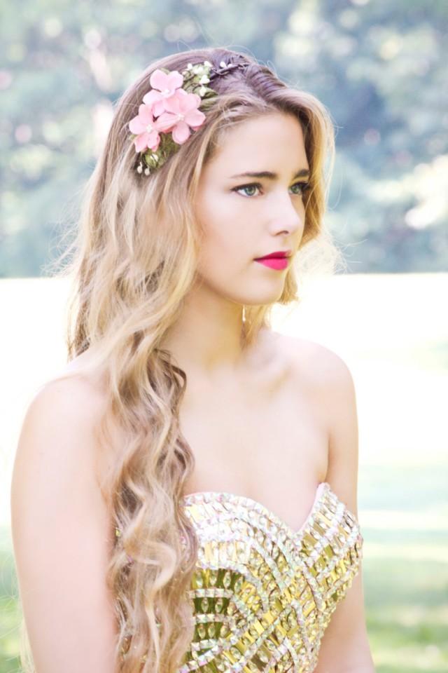 peach pink autumn floral crown, bridal flower crown, wedding hair accessories, wedding flower wreath silk flower headband