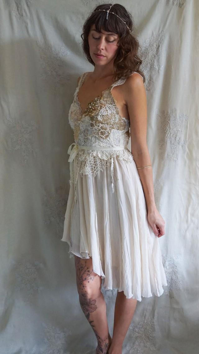 Wood Nymph Dress... wedding whimsical short gown fairy woodland unique fantasy eco friendly