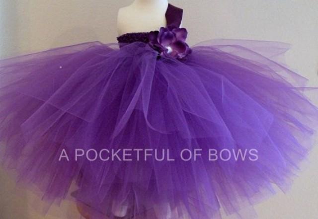 wedding photo - Purple Flower Girl Dress, Formal dresses, Girls Ball Gown, Long Tulle Dress