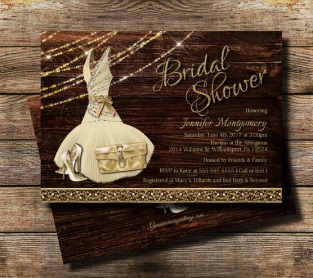 wedding photo - Country Bridal Shower Invitation / Rustic theme / Rustic Glam Bridal shower /Wedding Shower Invite, High Heel invite / Bridesmaid dress