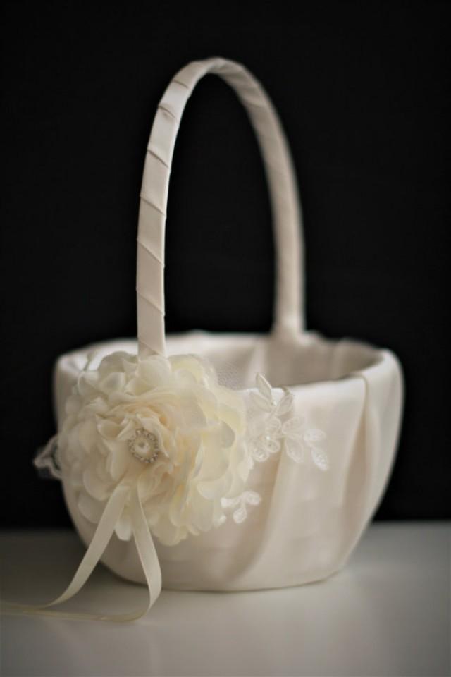 Flower Baskets Weddbook Ivory Flower Baskets Wedding Lace Basket Handmade Petals Ring Bearer