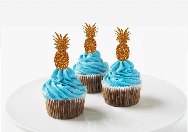 Wedding Cupcake Toppers Pineapple Cupcake Toppers Tropical Wedding Cupcake Toppers Pineapple Party  Beach Party Summer Birthday