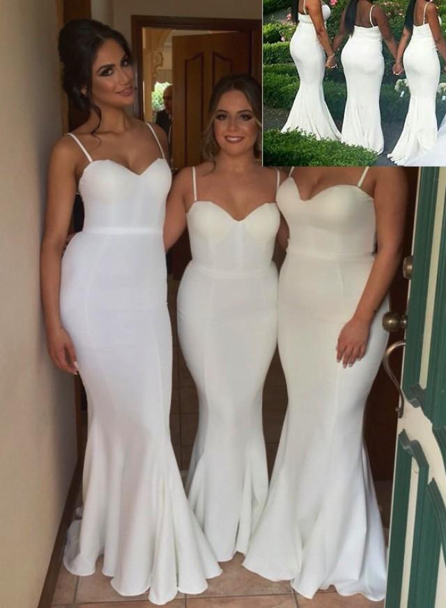wedding photo - Custom make spaghetti straps mermaid bridesmaid dress