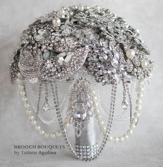 READY TO SHIP Brooch Bouquet, Wedding Bouquet, Bridal Bouquet, Crystal Bouquet, Wedding Jewelry Bouquet, Bridesmaids Bouquet, Broach Bouquet
