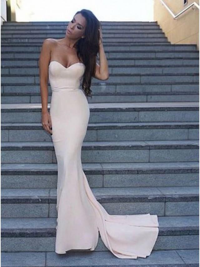 wedding photo - Buy Decent Ivory Mermaid Sweetheart Sleeveless Sweep Train Prom Dress Ivory, from for $282.99 only in Main Website.