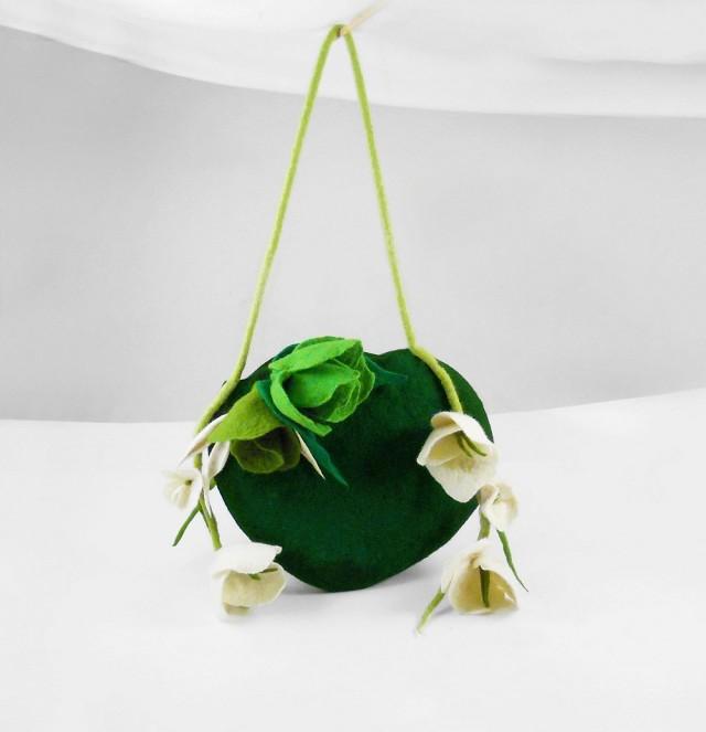 Felted Bag Wedding Handbag NunoFelt Purse Nunofelt Bag Nuno felt Silk fairy jade olive floral fantasy shoulder bag Fiber Art boho