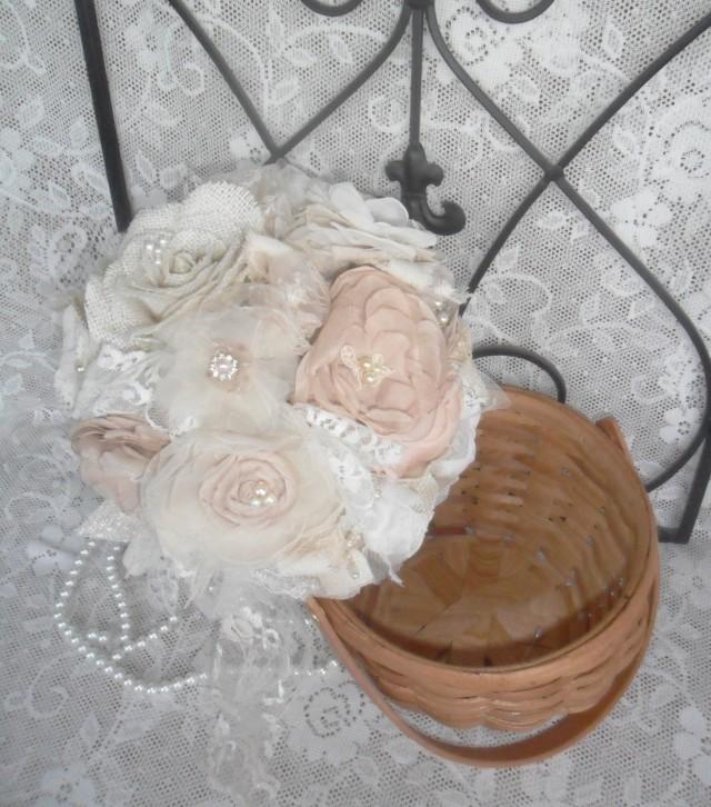 Brooch Bouquet, Fabric Bridal Bouquet, Wedding Accessory, Vintage Bouquet, Blush Wedding Bouquet, Bridal Accessory, MANY COLORS AVAILABLE