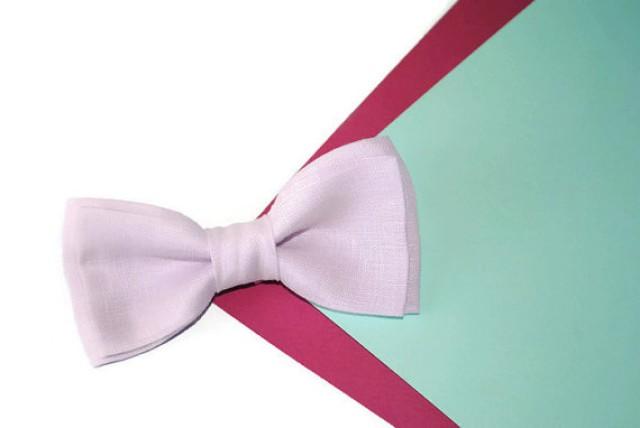 wedding photo - Wedding bowtie Pale lilac bow tie Pale lavender linen bow tie Groom ties Groomsmen bow ties Wedding gift ideas Anniversary mens gifts father