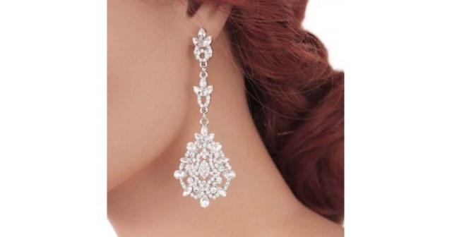 wedding photo - Bridal earrings-Crystal chandelier earrings-DELIA