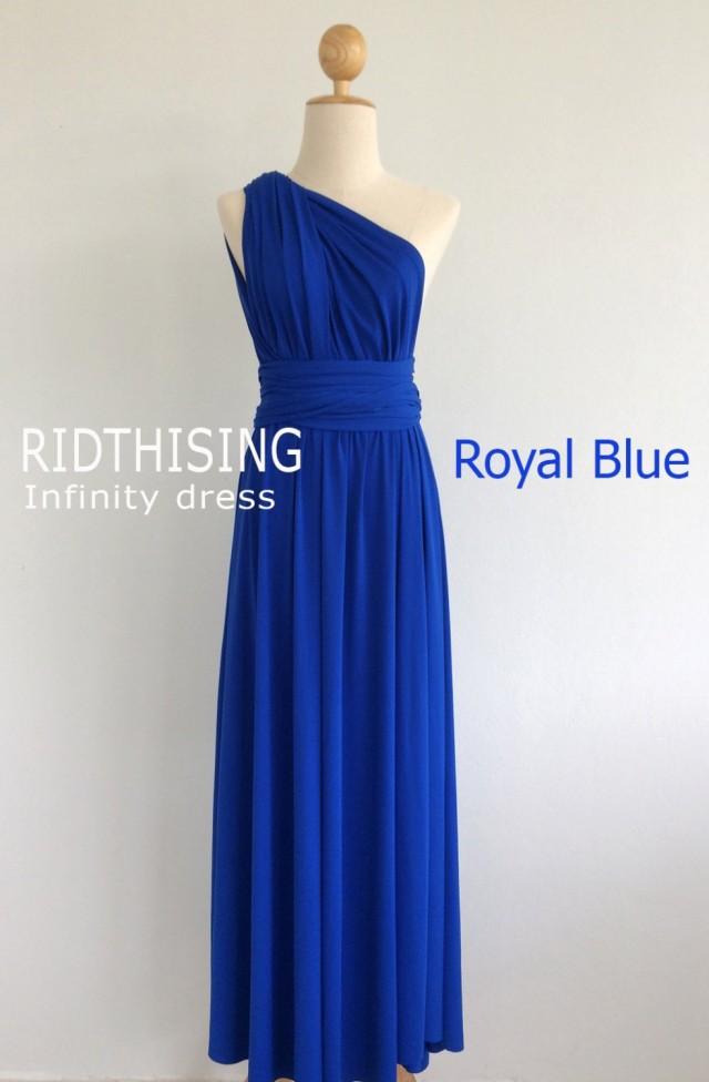 wedding photo - Maxi Royal Blue Bridesmaid Dress infinity Dress Prom Dress Convertible Dress Wrap Dress