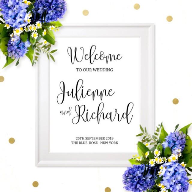 wedding photo - Wedding Welcome Poster-Rustic Chic Calligraphy Wedding Welcome Board-DIY Printable Wedding Welcome Sign-Personalized Wedding Reception Sign