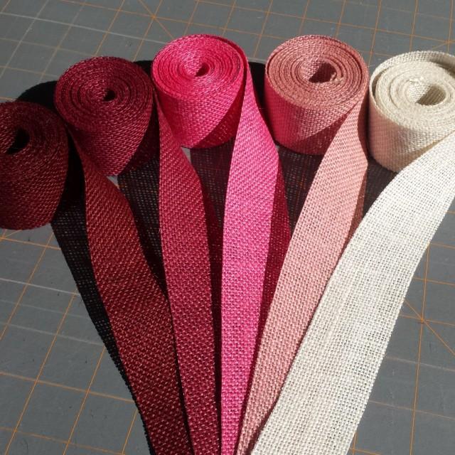 1.5 inch burlap ribbon-3 yards Pink Magenta or Burgundy Burlap Ribbon