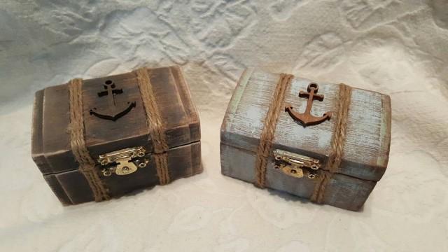 Beachy Coastal Nautical Shabby Chic Rustic Wedding Ring BOx Gift Box Trinket Box Wedding Decor