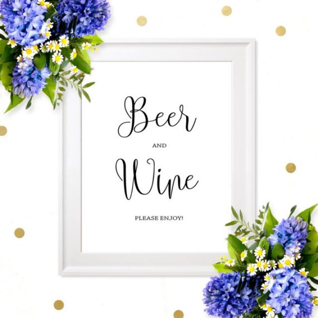 wedding photo - Wedding Beer and Wine Sign-Chic Calligraphy Wedding Bar Sign-Printable Wedding Drink Sign-Rustic Wedding Decor- Wedding Alcohol Bar Sign