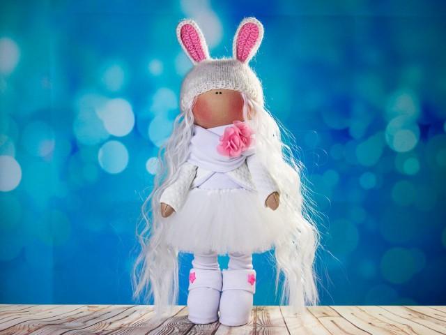 Doll tilda. Doll Albina. Сollection Fairy doll. Textile doll. Soft toy. Cute gift. Interior doll. Rag doll. Soft toy. Doll with Bunny ears