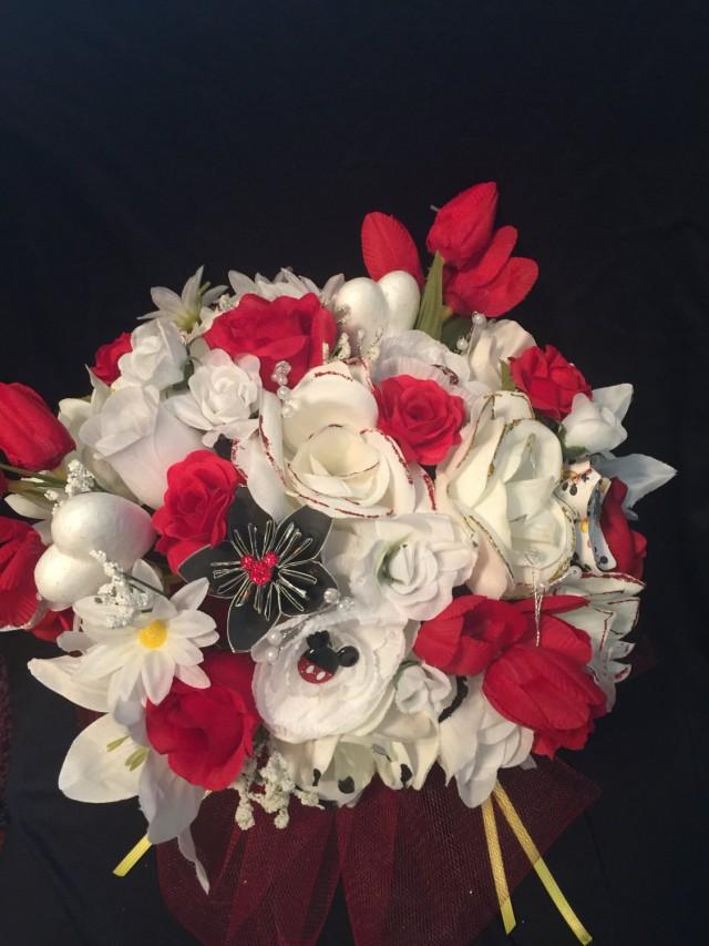 Disney Inspired Wedding Bridal Bouquet - Silk & Paper Flowers