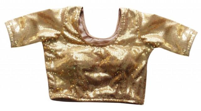 wedding photo - Partywear Gold Readymade Saree Blouse with Sequin - All Sizes