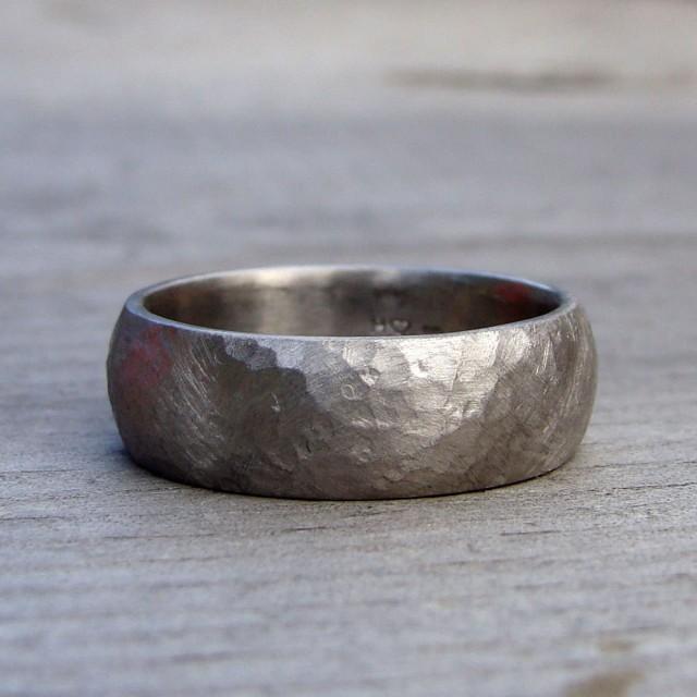Recycled 950 Palladium Matte Hammered Wide Wedding Band, 7mm Wide, Comfort Fit, Eco-Friendly, Mens Band, Made To Order