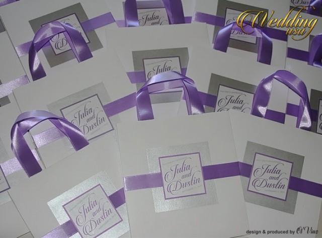 wedding photo - 20 Wedding Hotel Welcome Bags with Lavender ribbon and tag - Custom Wedding bags Elegant Paper Bags Out of Town Bags Bridal Shower bags