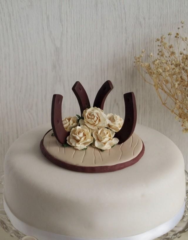 Wedding Horseshoe Roses Cake Topper - Wedding Horseshoes - Rustic Wedding Cake Topper - Country Wedding Horseshoes - Barn Wedding