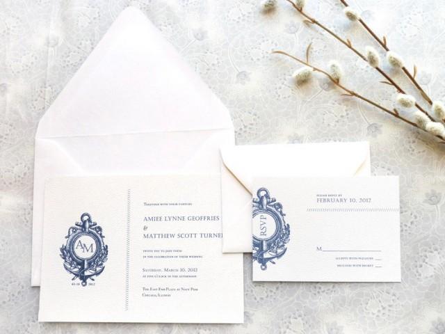 Anchor Nautical Wedding Invitations - Anchor Wedding - Monogram Wedding - Sailing Wedding - Summer Wedding - Ocean Wedding - Navy Wedding