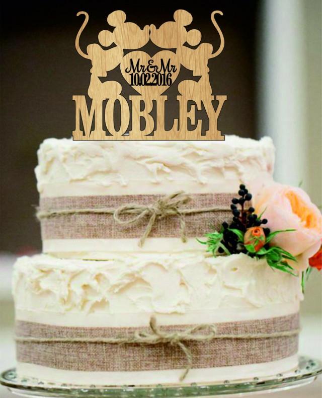Mickey and Mickey Cake Topper, Gay wedding cake topper, same sex MR and MR wedding cake topper silhouette, Disney Wedding Cake Topper