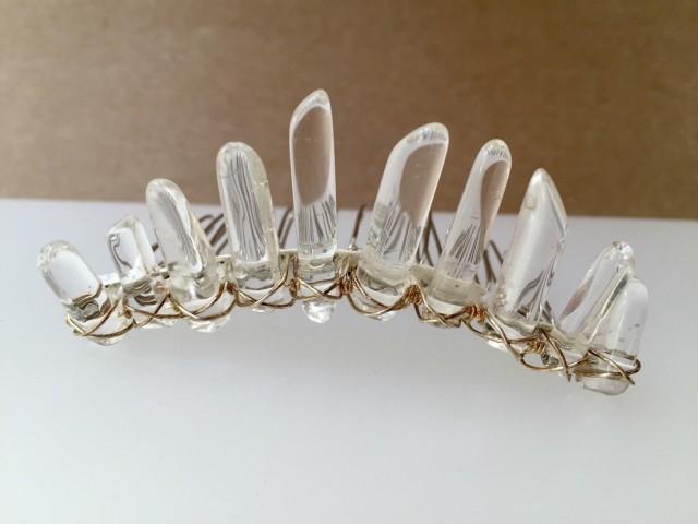 Natural Rock Crystal Quartz Comb Tiara Small Crown - game of thrones, prom, bridesmaid, bride, hair comb.