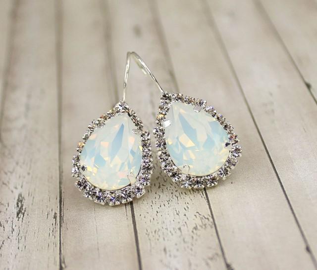 Opal Earring Opal Bridesmaid Jewelry Opal Bridal Earring Bridal Jewelry Bridesmaid Jewelry Teardrop Earring Crystal Earring Diamante October