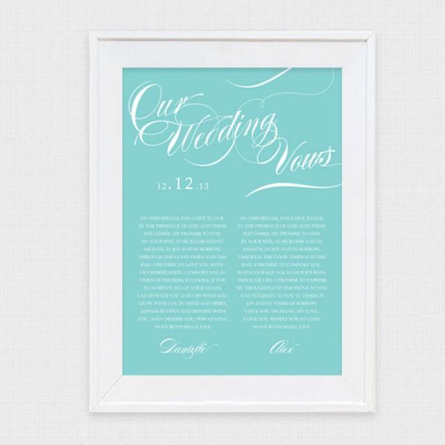wedding vow art twirl - printable file - valentines day anniversary gift turquoise aqua customised personalised personalized