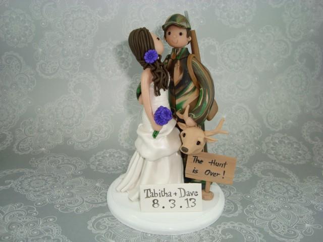 Custom Bride and Groom Hunting theme Wedding Cake Topper