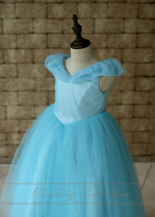 Cinderella Disney Princess Dress, Blue Birthday Party Dress, Toddler Girls Cinderella Dress