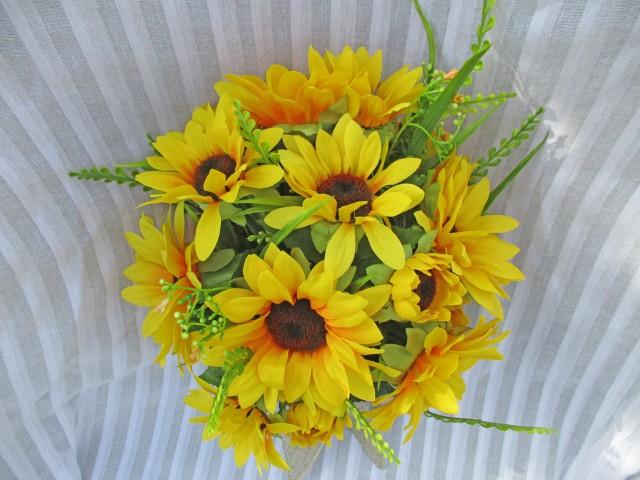 Rustic Sunflower Bouquet, Country Sunflower Bouquet, Sunflower Bouquet, Sunflower with Jute Ribbon, Sunflower and Greens, Yellow Bouquet