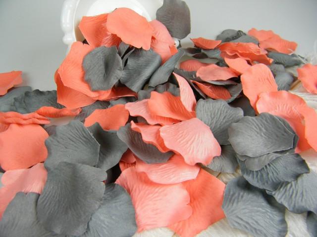 Coral & Grey Artificial Rose Petals 
