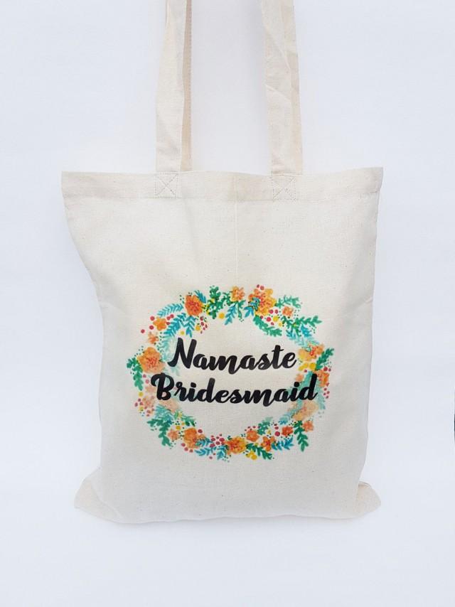 Bridesmaid tote bag - Personalised bridesmaid tote bag  - Wedding day tote bag - Namaste bridesmaid tote bag - Tote bag - Funny tote bag