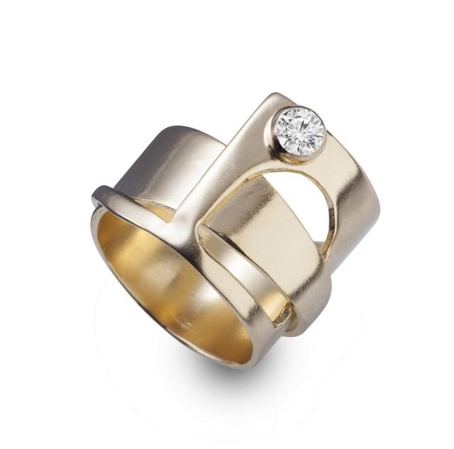 Engagement Rings - Unique Engagement Ring - 14k Gold Rings - Engagement Rings Yellow Gold - Wedding Ring - Round Diamond